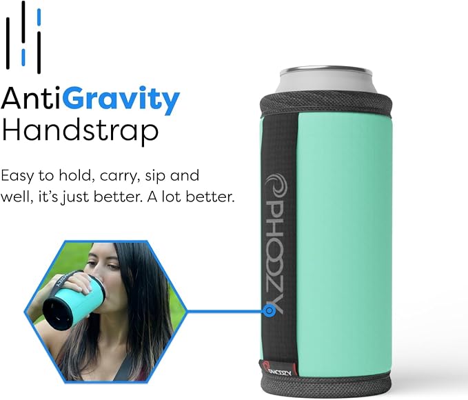PHOOZY Insulated Can Cooler for Slim 12 oz Cans - Patented Drink Sleeve with NASA-Inspired Technology - Keeps Beer, Soda & Sparkling Water Cold Longer - Lightweight Outdoor Can Holder - Mint