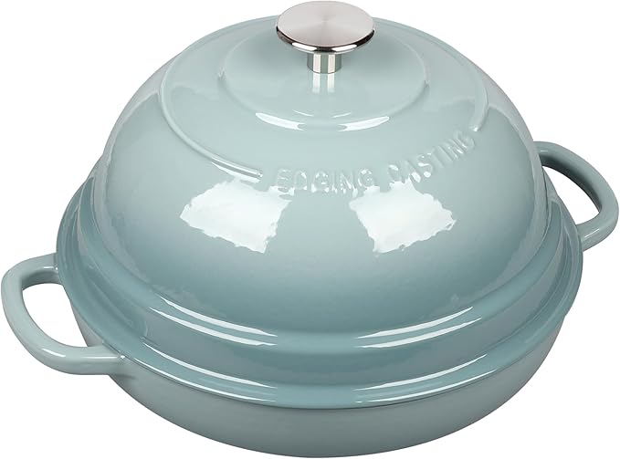 Enameled Cast Iron Dutch Oven Pot with Lid, Round Bread Oven for Homemade Sourdough Bread Baking, 6 Quart, Seasalt
