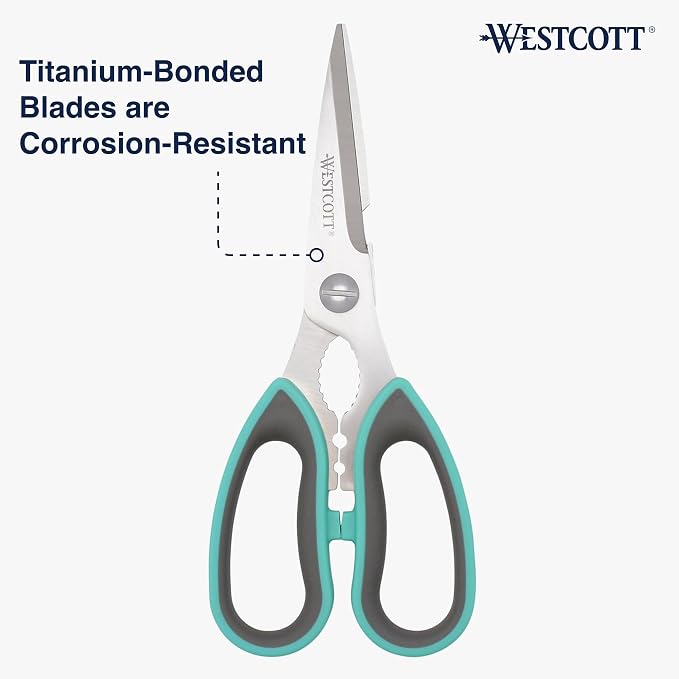 Westcott Titanium-Bonded Kitchen Shears - 8.5-Inch Durable and Versatile Utility Scissors with Soft Handle for Precise Cutting, Ideal for Cooking