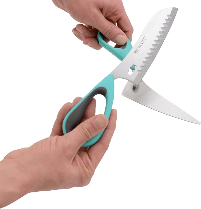 Westcott Titanium-Bonded Soft Handle Kitchen Pizza Scissors with Detachable Handles, Teal - 9-Inch Kitchen Shears for Cutting Pizza, Prepping Vegetables, and More