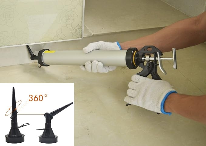 600ml Caulking Gun with Aluminum Barrel for 10oz/20oz Sausage Pack,10oz Cartridge and Bulk Application