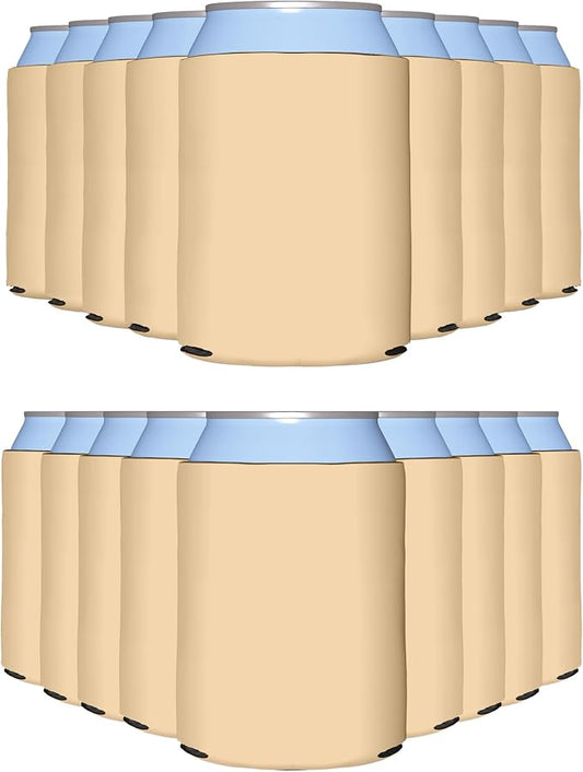PartyPrints 1000 Pack Peach Blank Can Cooler Sleeves, Customizable Bulk Can Coolers, Extra-Thick Collapsible Drink Insulator Sleeve, Beer Can Coolers for Party Beverages