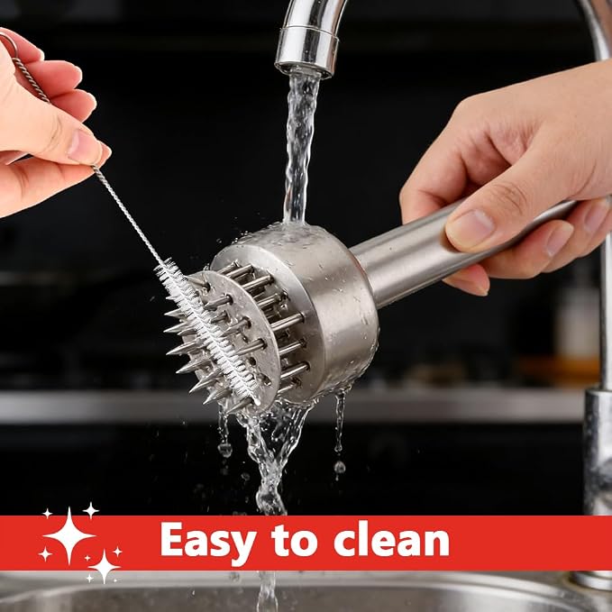 Meat Tenderizer Tool, 304 Stainless Steel Meat Mallet with 21 Ultra-Sharp Tenderizer Needles for Tenderizing Beef, Turkey, Chicken, Steak, Dishwasher Safe
