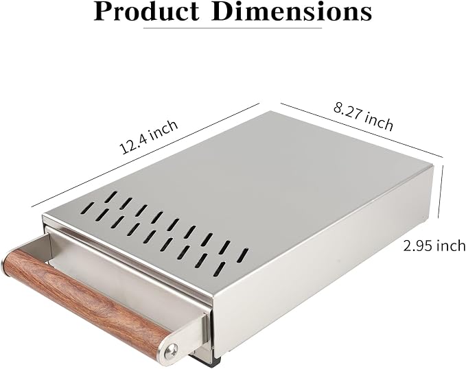Handle Drawer Knock Box, Stainless Steel Detachable Coffee Stick Tapping Container, Shock-Absorbing And Durable Barista Style Tapping Box, Detachable Tapping Stick, Wooden Handle (Silver)