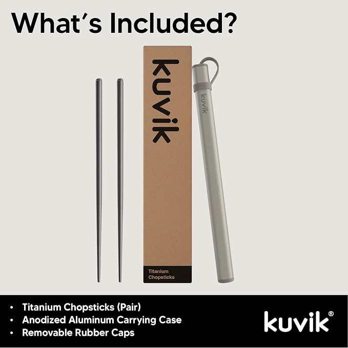 Kuvik Titanium Chopsticks with Mocha Cream Carrying Case