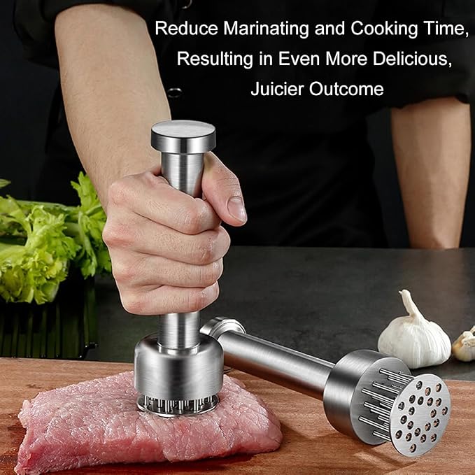 Stainless Steel Meat Tenderizer Tool, 21 Sharp Needles, Meat Piercing, Tenderizing Steak, Beef, Chicken, Pork, Barbecue, Marinating, Small Meat Grinder