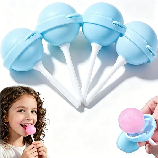 4PC Silicone Lollipop Ice Cream Maker, Reusable Homemade Popsicle Molds, Colorful DIY Lollipop Ice Cream Mold, Funny Silicone Popsicle Molds for Juice Yogurt Frozen Treats, Summer Party (Blue)