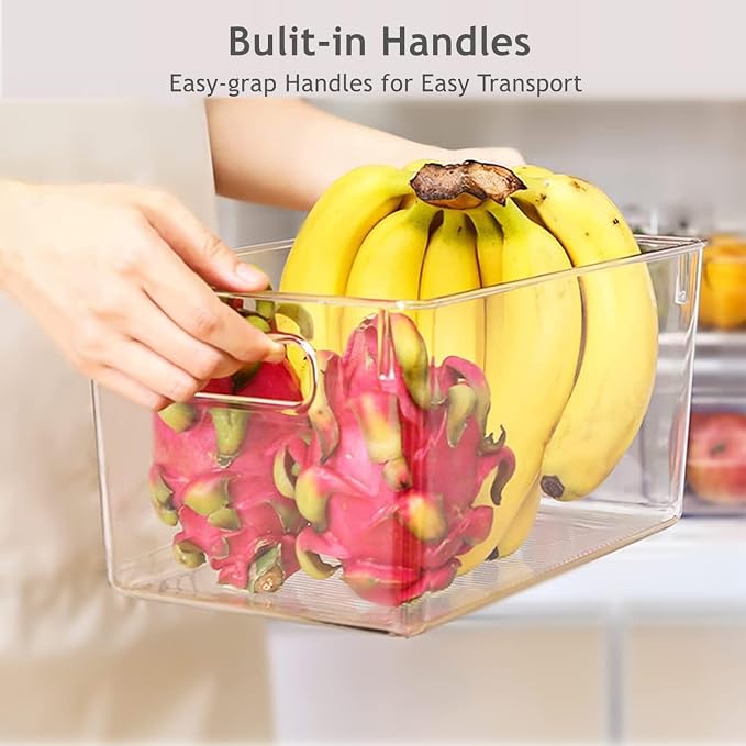 Set of 8 pantry organizers and storage, Clear Plastic Storage Bins for Kitchen Organization, Freezer Storage, Home Edit Containers