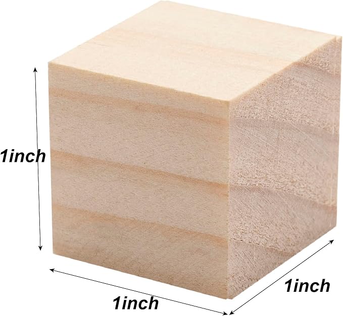 Wooden Blocks for Crafts 1 inch, 50 PCS Blank Wood Blocks for Crafting, Small Wooden Cubes Unfinished Solid Wood Squares for DIY Projects, Model Making, Letter Dices, Stamps