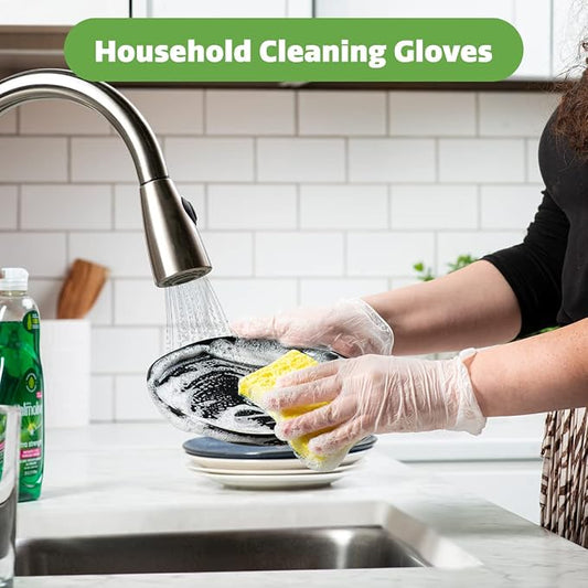 GUSTO Disposable Plastic Vinyl Gloves | Bulk Case, Latex-Free, Powder-Free, Food Safe, Comfortable Flexible Fit, Durable, Clear, Cooking, Meal Prep & Cleaning