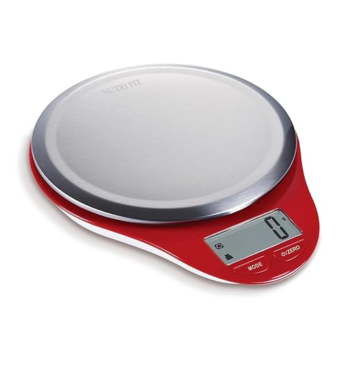 Food Scale, NUTRI FIT Kitchen Scales Digital Weight Grams and Ounces Large Stainless Steel Platform for Baking Cooking Weight Loss, High Accuracy Bread Coffee Scale, 1g Increment Tare Function, Red