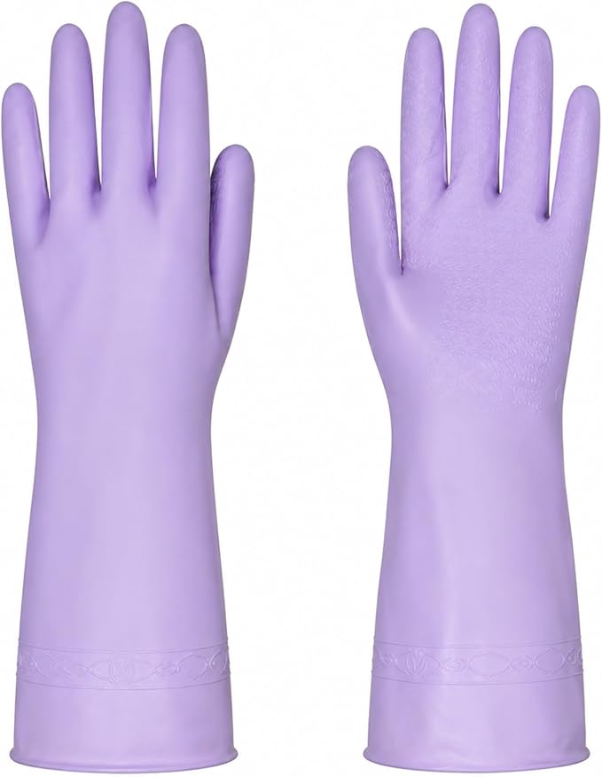Gloves for Washing Dishes, Cleaning Rubber Gloves Medium Dish Glove for Women Dishwashing Glove Reusable for Washing Dishes, Kitchen, Purple