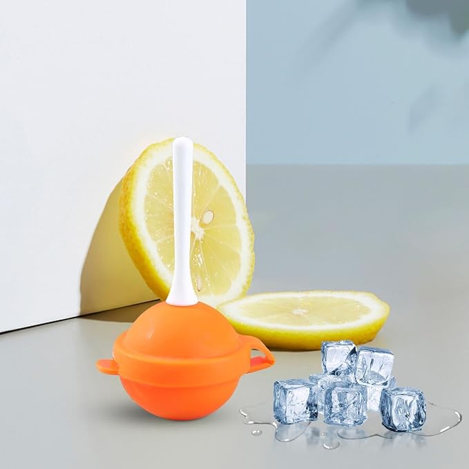 4PC Silicone Lollipop Ice Cream Maker, Reusable Homemade Popsicle Molds, Colorful DIY Lollipop Ice Cream Mold, Funny Silicone Popsicle Molds for Juice Yogurt Frozen Treats, Summer Party (Orange)