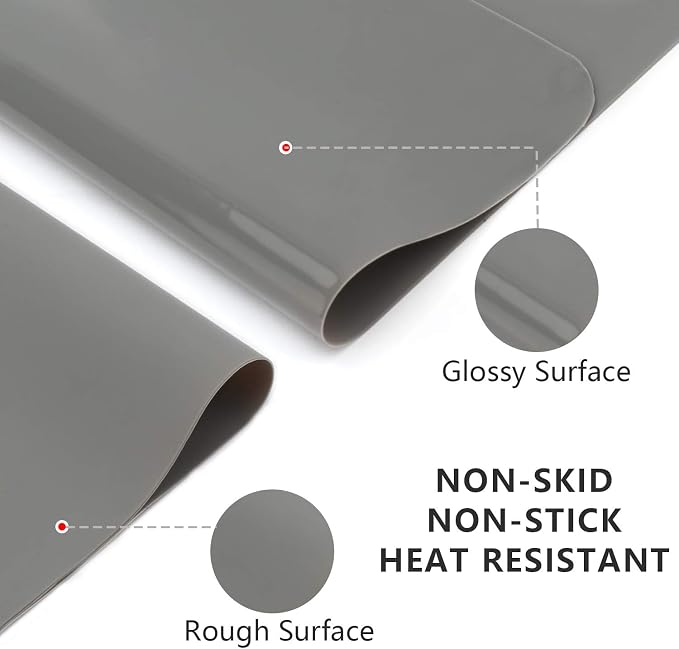 Gartful 3Pack Silicone Sheet for Crafts, Resin Jewelry Casting Molds Mat, Food Grade Silicone Placemat, Multipurpose Table Protector, Nonstick Nonskid Heat-Resistant, Black&Gray&Beige (15.7x11.8inch)