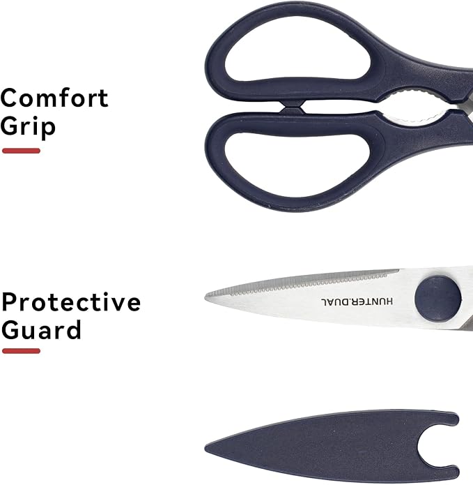 Kitchen Scissors for Food, HUNTER.DUAL Heavy Duty Come Apart Poultry Shears for Cooking, All Purpose for Cutting Chicken, Meat, Fish & Vegetables (Blue, 8.35 Inch)