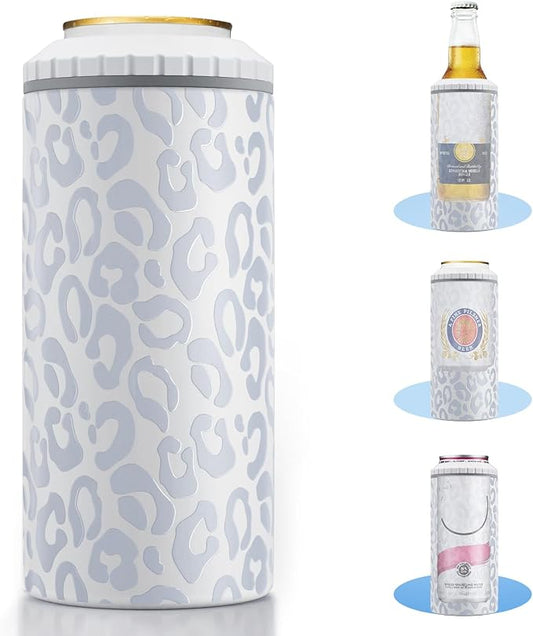 3 in 1 Slim Can Cooler for 12 OZ Skinny Can, Regular Can & Beer Bottle - Keep Cold for 6 Hours - Double Walled Insulated Stainless Steel Vacuum Beverage Can Insulator