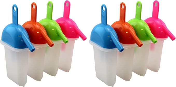 Ice Lolly Pop Mold Popsicle Maker with Straw Makes BPA Free Just Pop In The Freezer for a Healthy Snack (Pack of 2)