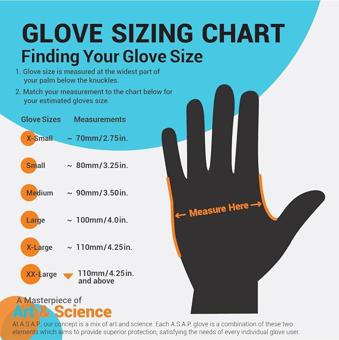 ASAP Nitrile Gloves Disposable Latex Free - 4 Mil Powder Free, Food Safe, Kitchen & Medical - Cleaning & Tattoo Supplies