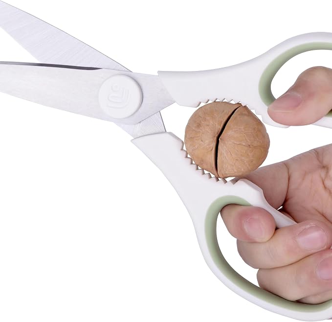 Kitchen Scissors All Purpose Kitchen Shears with Magnetic Holder, Soft Grip Handle Cooking Scissors Dishwasher Safe with Come Apart Blade Heavy Duty Scissors for Meat, Vegetable, Herb, White