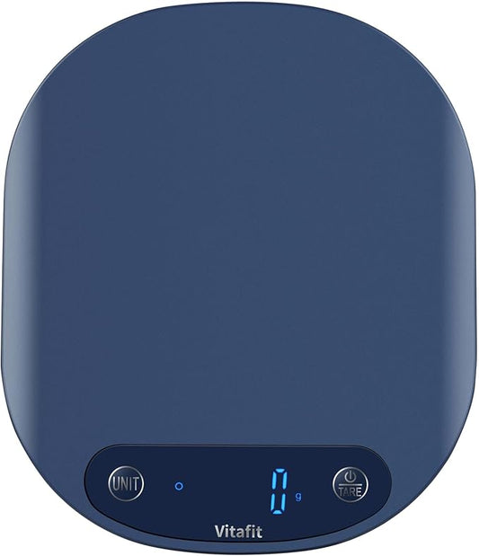Vitafit 33lb/15kg Digital Food Scale in High Precision 0.1oz/1g, Our Own Kitchen Scale Professional Factory Since 2001, Home and Kitchen Essentials for Cooking and Baking, LED, 3 AAA Batteries, Blue