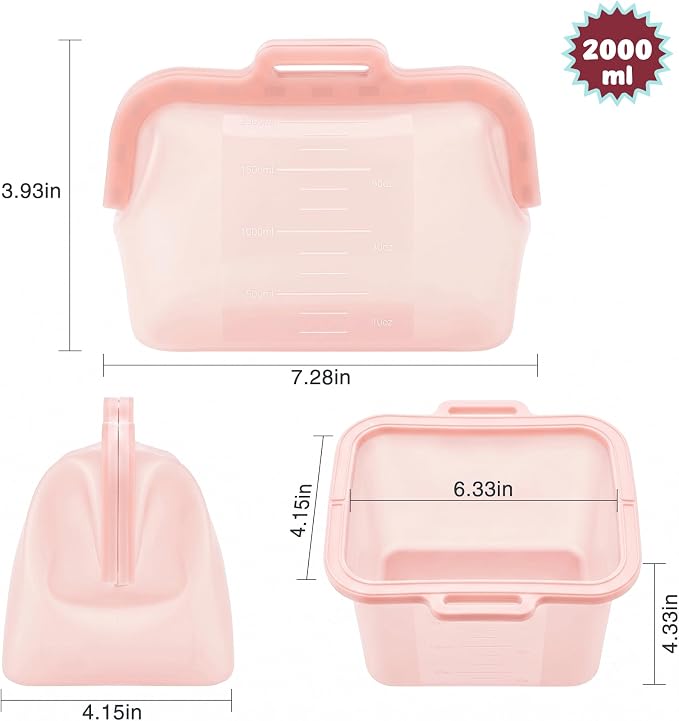 68oz Reusable Silicone Food Storage Bags with Magnetic Seal, Stand Up Freezer Bags for Meal Prep, Snacks, Sandwiches & Leftovers, Dishwasher Safe Reusable Food Storage Bag (Pink)