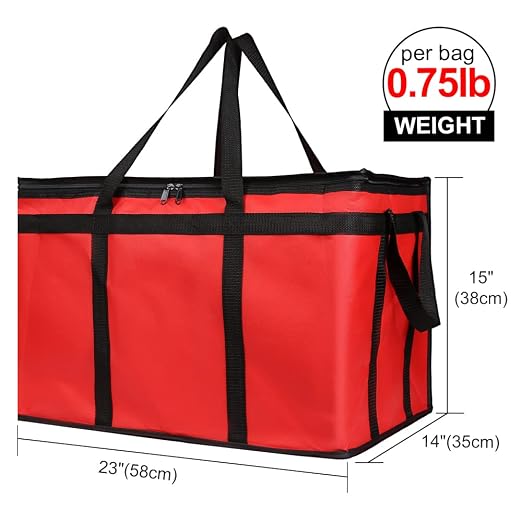 Bodaon Insulated Food Delivery Bag, Grocery Cooler Bag, Red, XXX-Large, 1Pk | Food Warmers for Parties, Catering Supplies for Rideshare, Thermal Bags for Cold and Hot Food Carrier, Pizza Delivery/Picnic