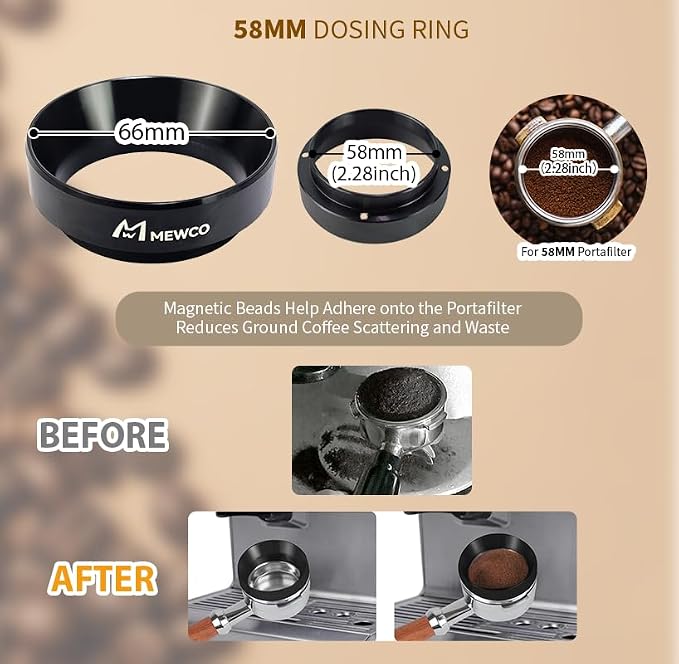 7 Pack Espresso Tamper Station&Coffee Distributor Tamper&Espresso WDT Stirrer&Coffee Tamping&Brush&Coffee Dosing Funnel&Espresso Puck Screen, Espresso Accessories for Bar Home Office (58 mm)