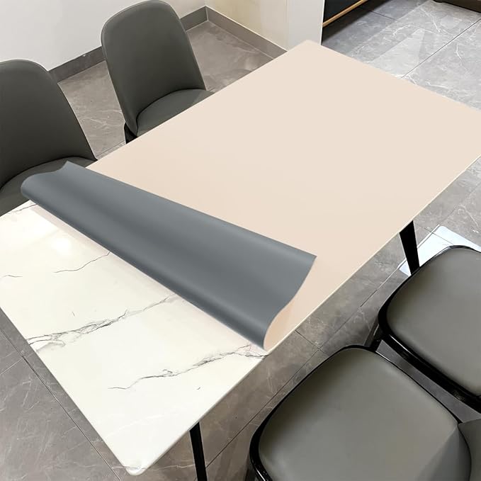 Table Pad for Dining Room Table - Can Be Used On Both Sides Waterproof and Easy to Clean Good Flatness Used for Dining Table(Off White+Light Gray 44x72)