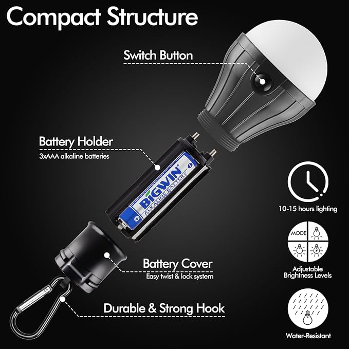 FLY2SKY Tent Lamp Portable LED Tent Lights 5 Packs Hook Hurricane Emergency Lights LED Camping Light Bulb Camping Tent Lantern Bulb Camping Equipment for Camping Hiking Backpacking Fishing Outage | Battery Powered LED Tent Lights Bulbs Outdoor Camping ...