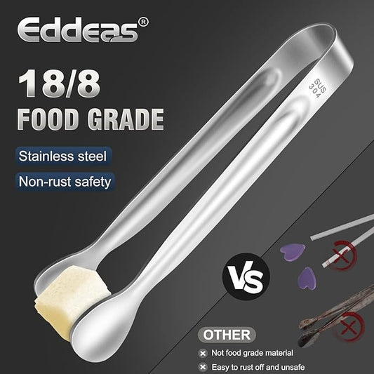 12PCS Ice Tongs Mini Sugar Tong - 2 Sizes 6 & 4 Inch Stainless Steel Small Serving Tongs, Small Kitchen Tiny Tong for Appetizers,Tea Party, Coffee Bar, Desserts (Silver)