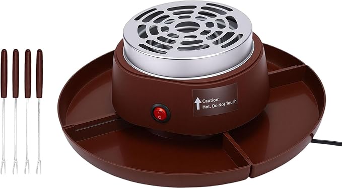2 in 1 Electric Smores Maker, Tabletop Roaster and Chocolate Fondue Pot with 4 Roasting Forks and Detachable Trays, for Indoor Family Gatherings and Dessert (US Plug 110V)