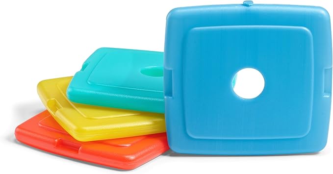 Cool Coolers by Fit + Fresh, 4 Pack Slim Ice Packs, Space Saving Reusable Ice Packs for Lunch Boxes or Coolers