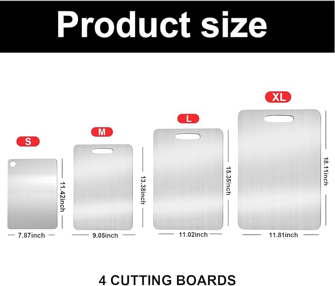 Katuchef Titanium Cutting Board,2026 New 100% Pure Titanium Cutting Boards for Kitchen,Non toxic Doubld-Side Durable Chopping Boards, Easy to Clean and Store(2PC-M+XL)