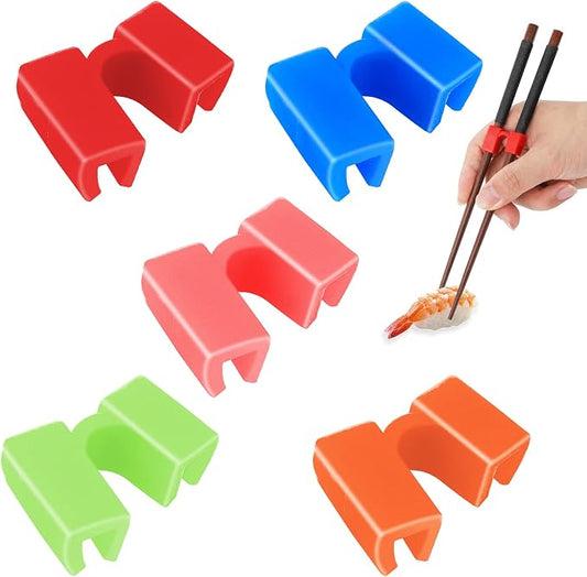 5 Pieces Reusable Chopsticks Helpers Training Chopstick Hinges Connector Training Chopstick for Adults, Beginner, Trainers or Learner (Multicolor)