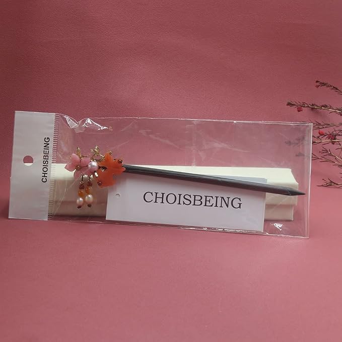 Wooden Hair Pins 7.08" Chinese Goldfish Flower Hair Sticks For Long Hair Buns for Women