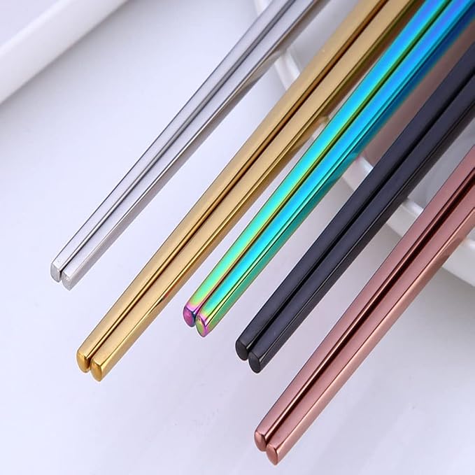 Stainless Steel Chopsticks,Reusable ,Dishwasher Safe , Easy to Use（1 pairs,silver）