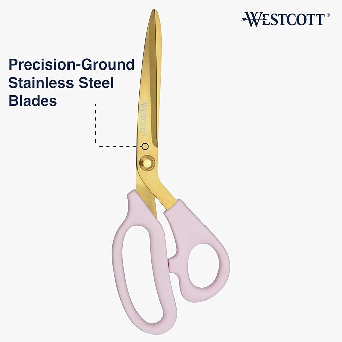 Westcott All-Purpose Kitchen Shears, Pink with Gold Blades - Durable Kitchen Shears with Precision-Ground Blades for Easy Cutting and Meal Prep - 9-Inch