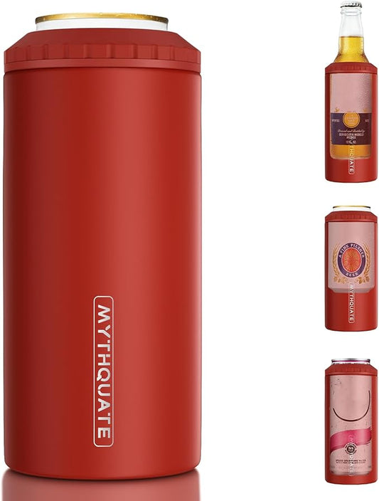 3 in 1 Slim Can Cooler for 12 OZ Skinny Can, Regular Can & Beer Bottle - Keep Cold for 6 Hours - Double Walled Insulated Stainless Steel Vacuum Beverage Can Insulator