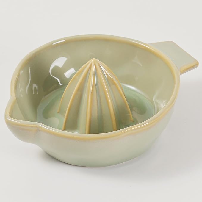 Ceramic Lemon Juicer Reamer Manual Citrus Lime Hand Squeezer Bowl Handheld | with Handle and Pour Spout, Easy to Use and Clean, Dishwasher Safe