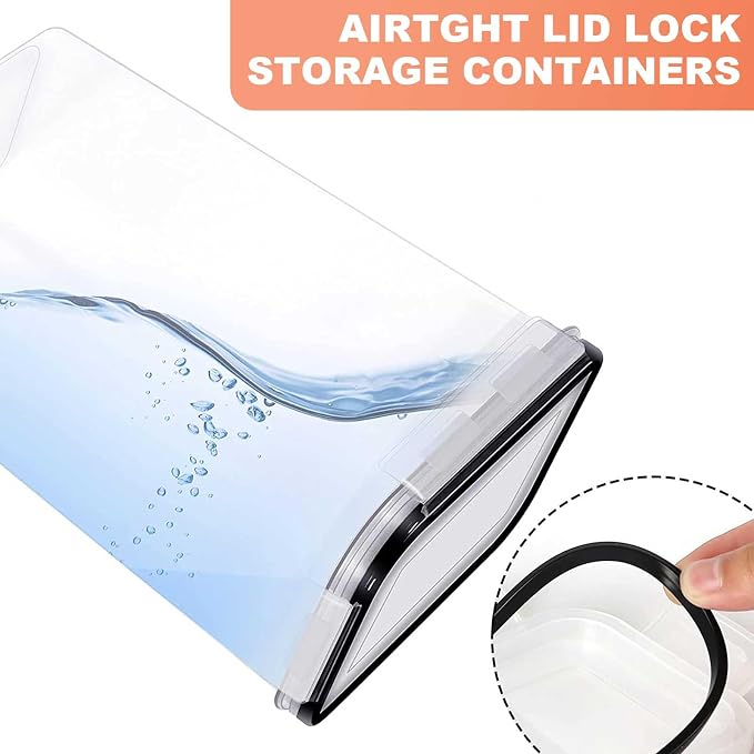 24pcs Airtight Containers, Clear Stackable Dry Food Storage | clear airtight containers with tight lids keep dry food fresh. Safe plastic, stackable for pantry kitchen storage