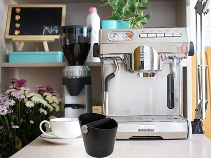 HOMEE Coffee Knock Box, 4.8in Barista Style with Removable Metal Bar | Espresso Grounds Knock Box with Removable Heavy-Duty Metal Knock Bar Shock Absorbent Durable Non-Slip Base Easy to Clean