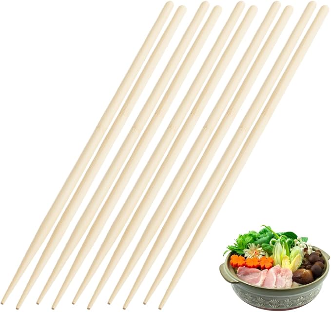 JapanBargain 3666, Extra Long Cooking Chopsticks Bamboo Wood Cooking Chop sticks for Frying Shabu Hot Pot Noodle, 15 inch, 5 Pair
