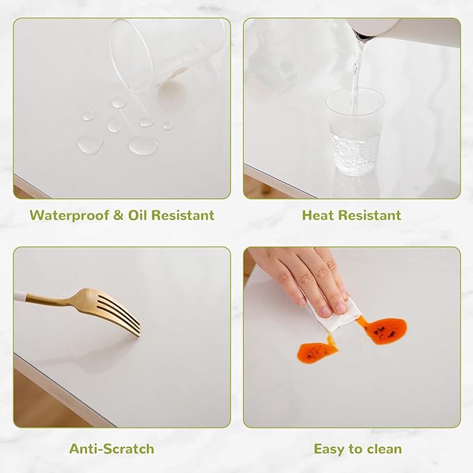 34 x 72 Inch Clear Table Cover Protector, Clear Table Protector for Dining Room Table, 1.5mm Plastic Table Cover, Waterproof Table Pad for Kitchen, Office