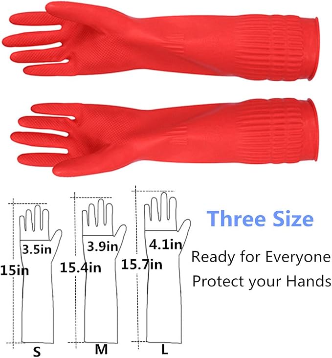 Rubber Cleaning Gloves Kitchen Dishwashing Glove 2-Pairs And Cleaning Cloth 2-Pack,Waterproof Reuseable.(Small)