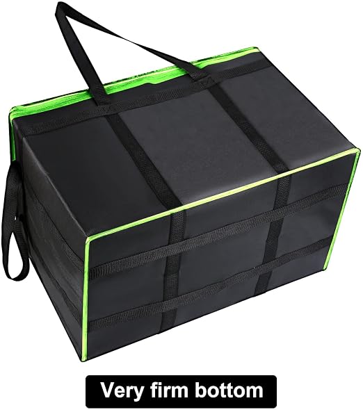 2 Pack XXXL-Large Insulated Grocery Shopping Bags, Green, Reusable Bag,Thermal Zipper,Collapsible,Tote,Cooler,Food Transport hot and Cold,for instacart,Camping,Recycled Material delivery Groceries,