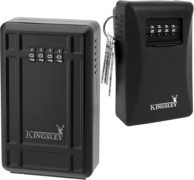 Kingsley Key Realtor Lock Box - Guard-a-Key, Secure Weatherproof Key Box Wall Mount for Indoors and Outdoors, 4 Digit Resettable Combination Code, Large Capacity for Storing Spare Keys