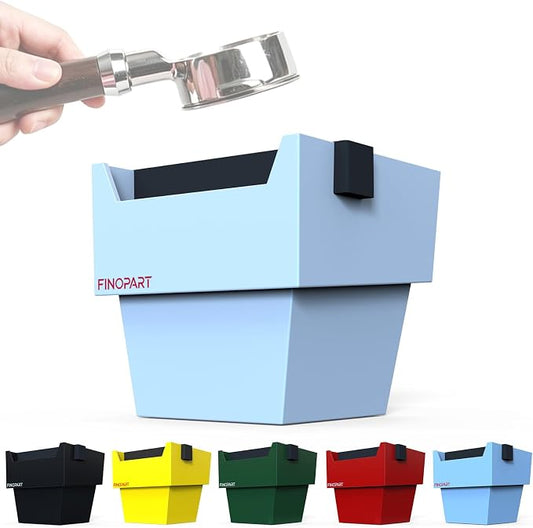 Espresso Knock Box, 5.4 in, Barista Style Espresso Grounds Knock Box, Removable Silicone Knock Rod, Silicone Non-Slip Base, Espresso Maker Accessory (White)