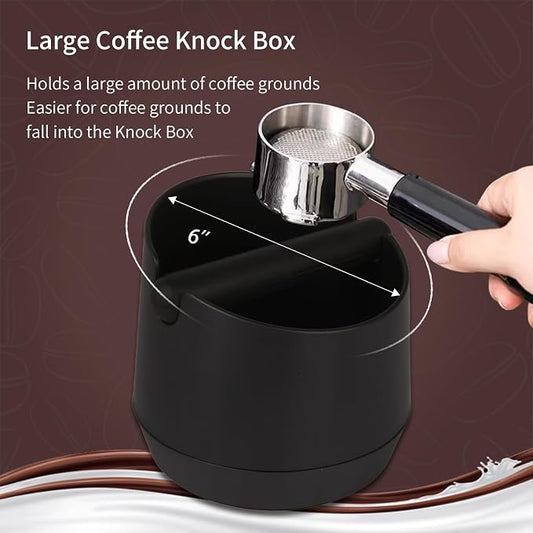 IAOSEN Knock Box 6 Inch Espresso Knock Box Shock-Absorbent Knock Box Espresso with Removable Knock Bar and Non-Slip Base Espresso Machine Accessories for Home/Office