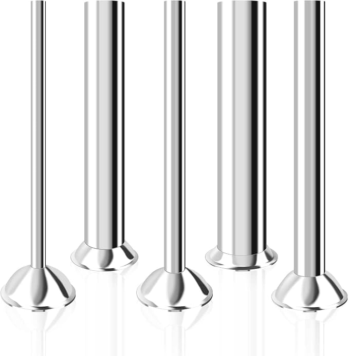 5-Size Stainless Steel Sausage Stuffer Tubes | Food-Grade Sausage Stuffing Funnels (8mm-15mm-21mm-31mm-38mm), 52mm Base Diameter Replacement Horns for Home Sausage Making