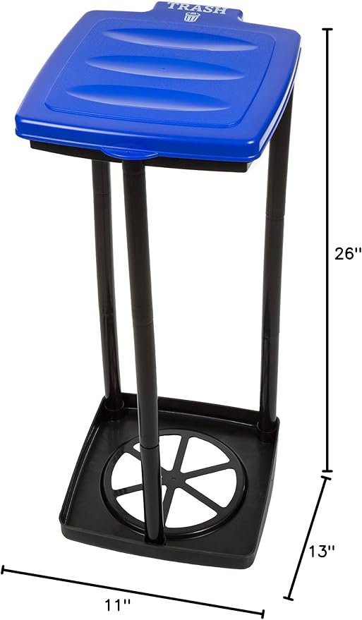 Portable Trash Bag Holder – Collapsible 13-Gallon Garbage Bin for Indoor/Outdoor Use, Camping, Recycling, and Parties – Durable Plastic Trash Can by Wakeman Outdoors (Blue)